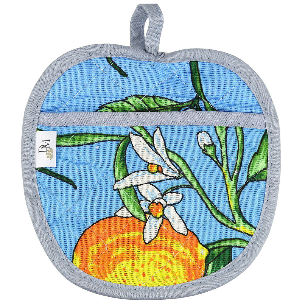 Прихватка с запахом 19х19см Лимон, вид 4, форма Яблоко, рогожка 171г/м2, хлопок 100%, наполнитель - ватин 280г/м2, на пластмассовом подвесе, Домашняя мода (Россия)  фото 2