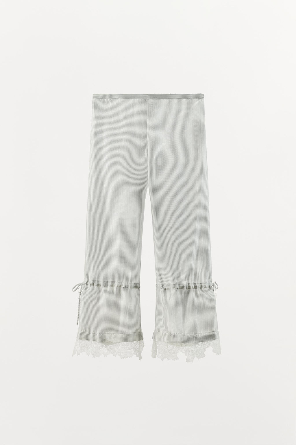 PANTAL?N CAPRI RAYAS ENCAJE / Crudo / Beige - Zara фото 6
