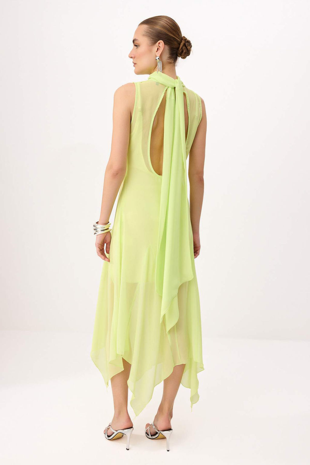 Lime Sifon Astarl? Dokuma Asimetrik Midi Elbise TPRSS26EL00124 - Trendyolmilla фото 4