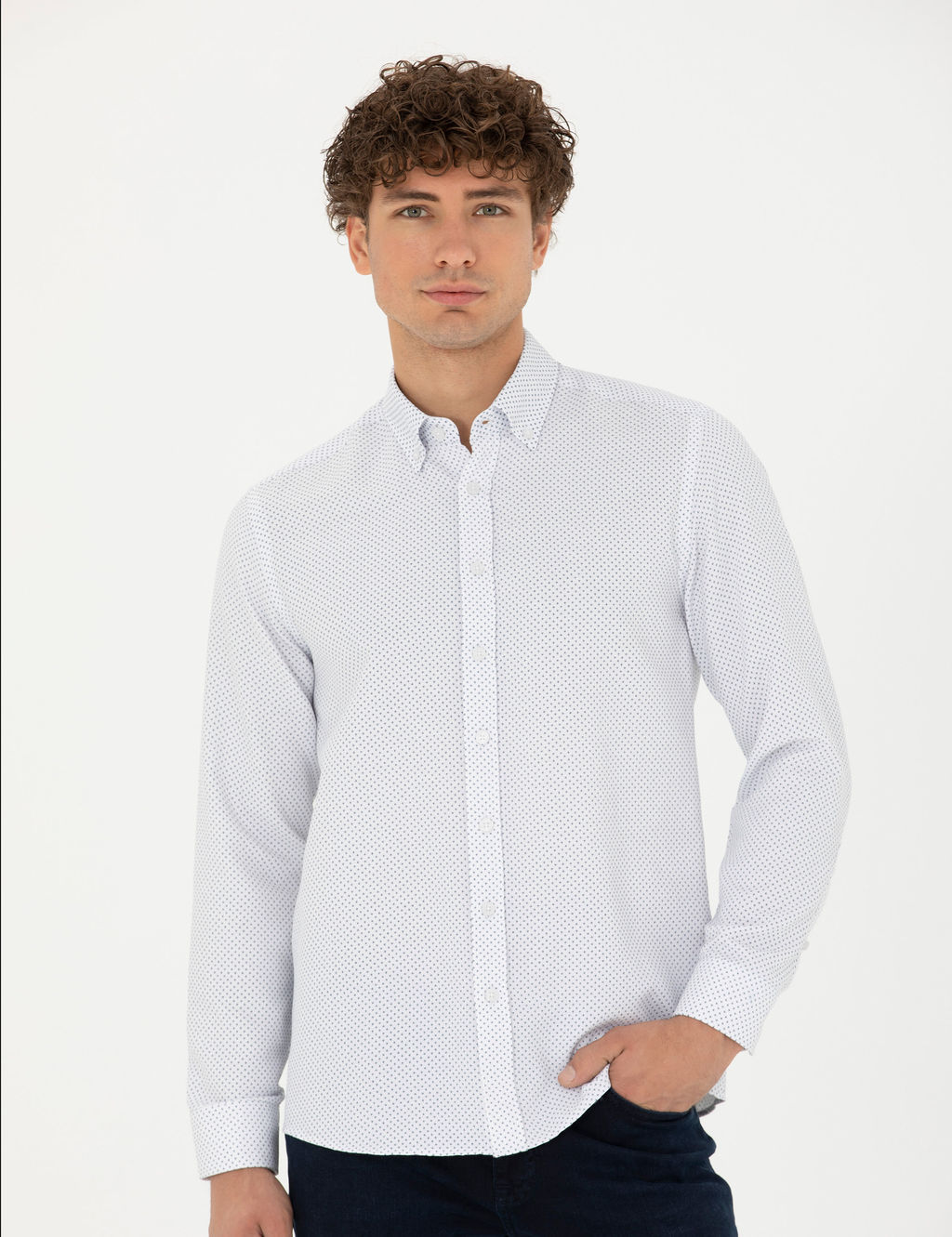 Lacivert Slim Fit Uzun Kollu G_mlek