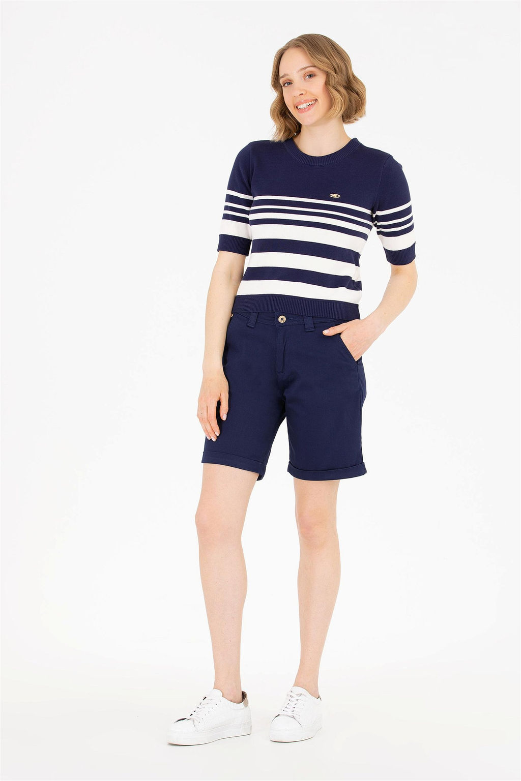 U. S. Polo Assn Женский темно-синий свитер с круглым вырезом - U.s. polo assn фото 11