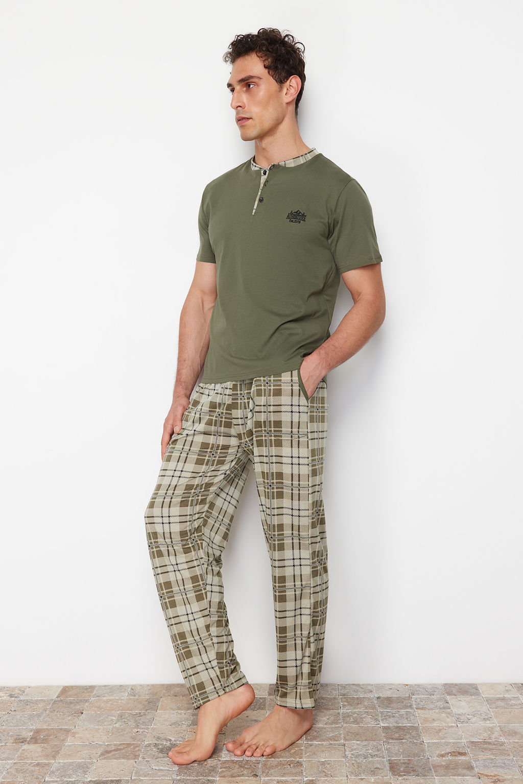 TRENDYOL MAN Antrasit Regular Fit Ekose Orme Pijama Tak?m? TMNSS24PT00037 - Trendyolmilla фото 11