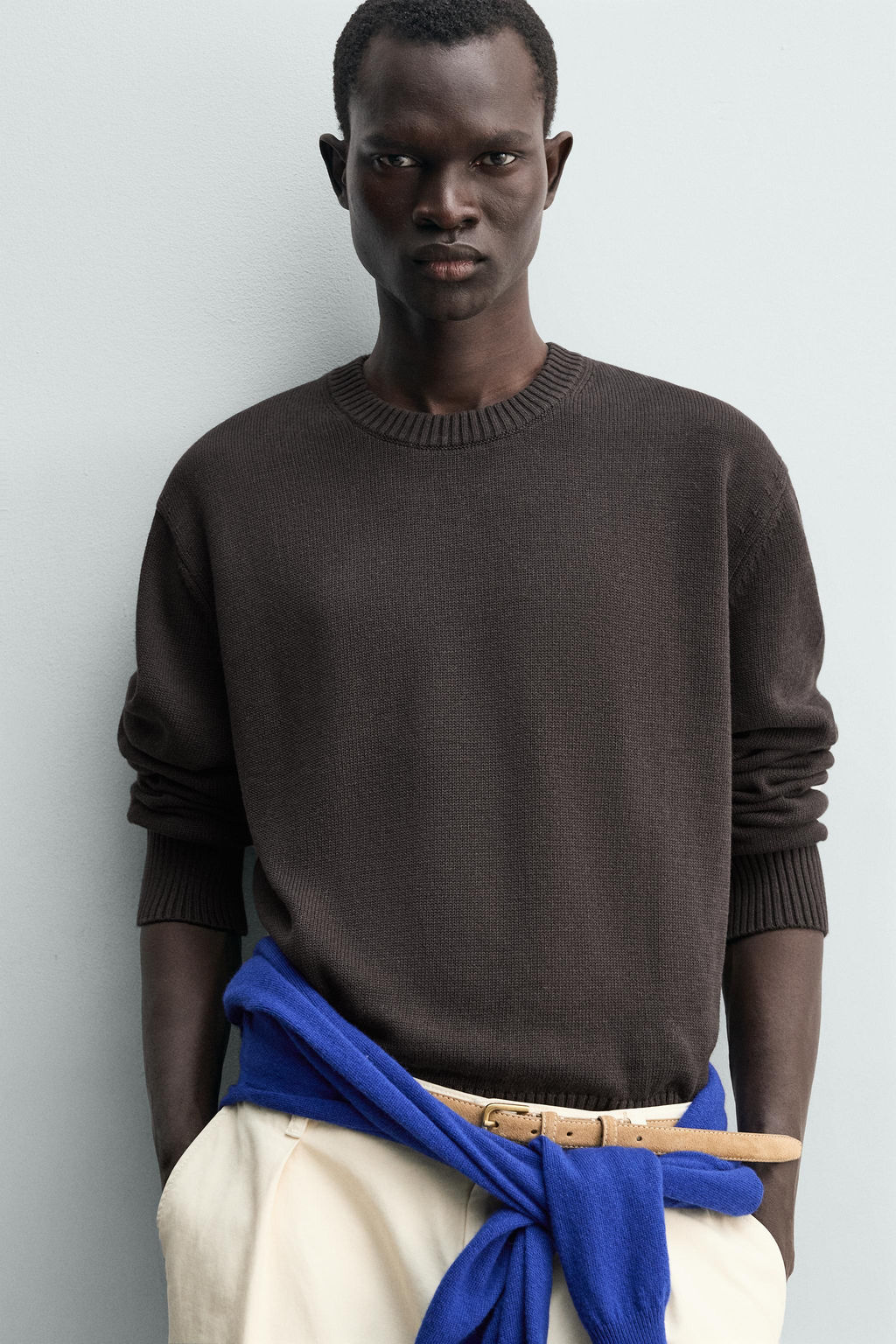 JERSEY REGULAR FIT ALGOD?N - LINO / Marr?n - Zara фото 5