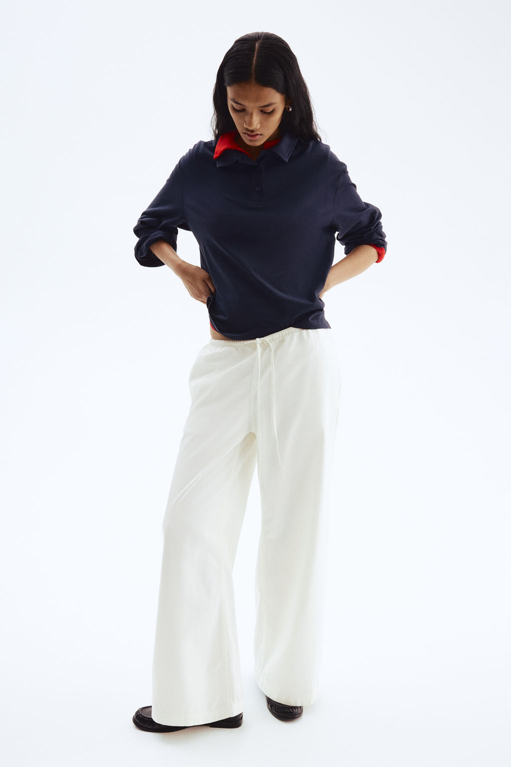 Pantal?n denim con cord?n de ajuste - H&m фото 7