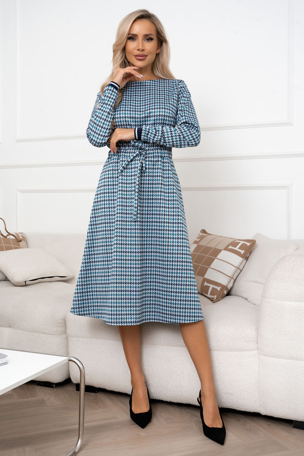 Платье Open Style 6354 зеленый/синий
