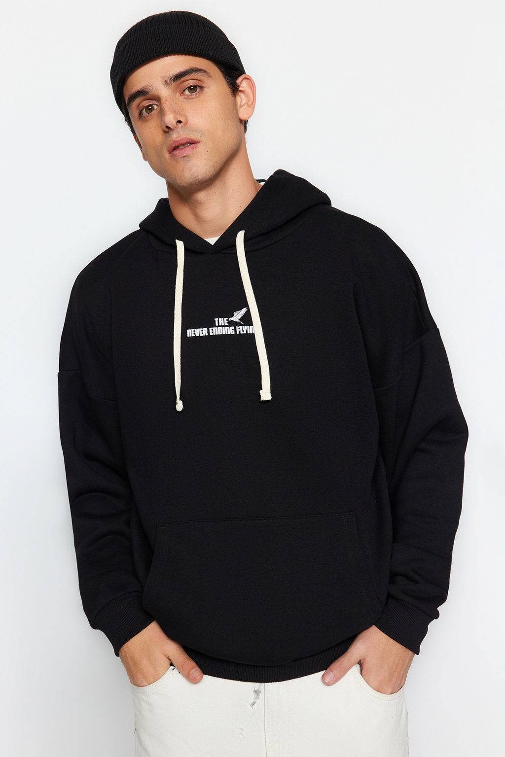 TRENDYOL MAN Bordo Oversize/Genis Kesim Kapusonlu Bask?l? Ici Polar Pamuklu Sweatshirt TMNAW24SW00136 - Trendyolmilla фото 19