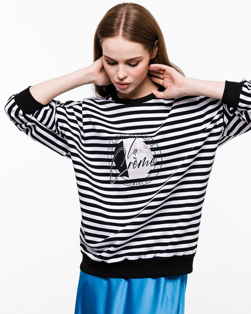 Свитшот хлопковый полосатый с наклейкой, тельняшка - Elena sorti фото 10