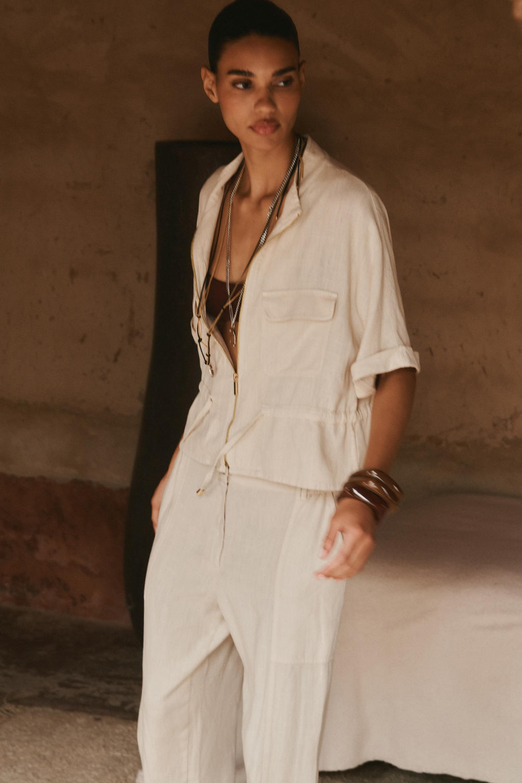 LINEN BLEND SAFARI SHIRT - Zara фото 11