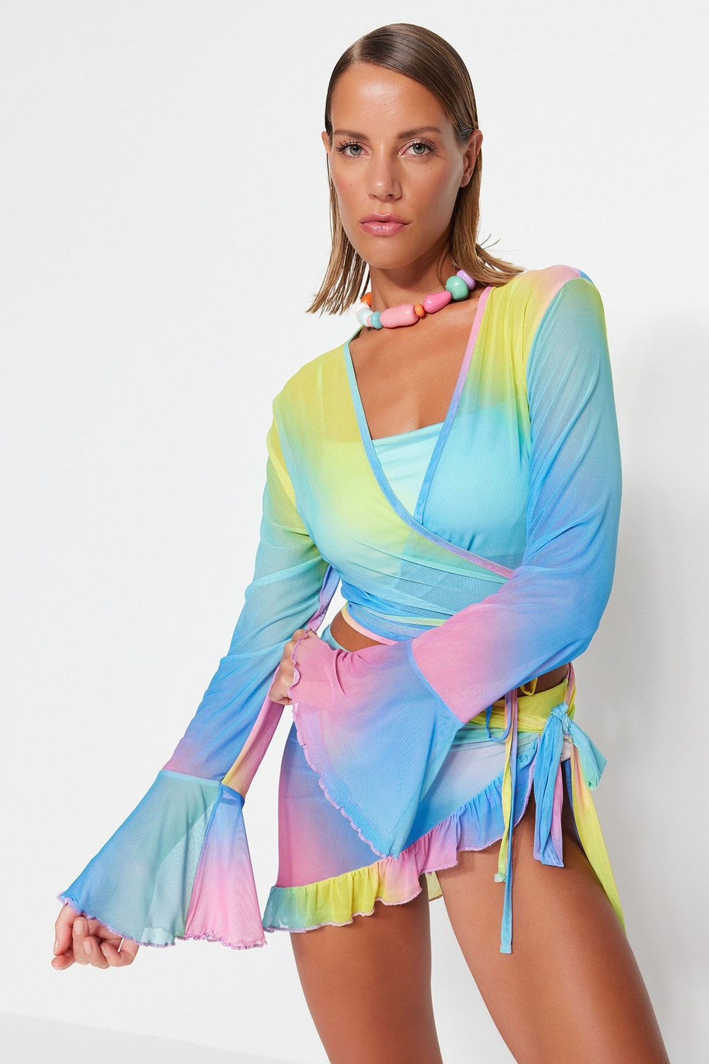 Degrade Orme Baglama Detayl? Plaj Bluz-Etek Tak?m TBESS23AU00034 - Trendyolmilla фото 4