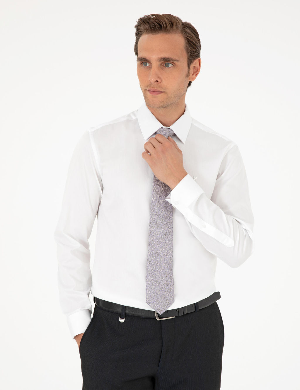 Beyaz Slim Fit Uzun Kollu Basic G_mlek