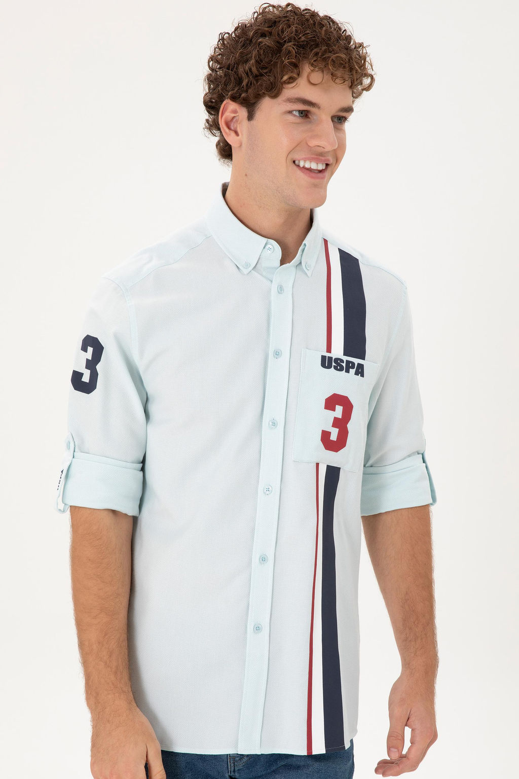 Мужская голубая рубашка с длинным рукавом - U.s. polo assn фото 3