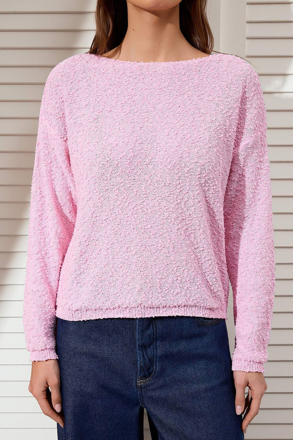 Pembe Dokulu Kay?k Yaka Triko Kazak TWOSS26KZ00007 - Trendyolmilla фото 10