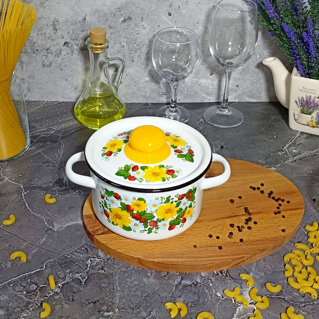 Кастрюля 1.5л цил. белосн. Земляника 1с15я/1 - Стальэмаль фото 3