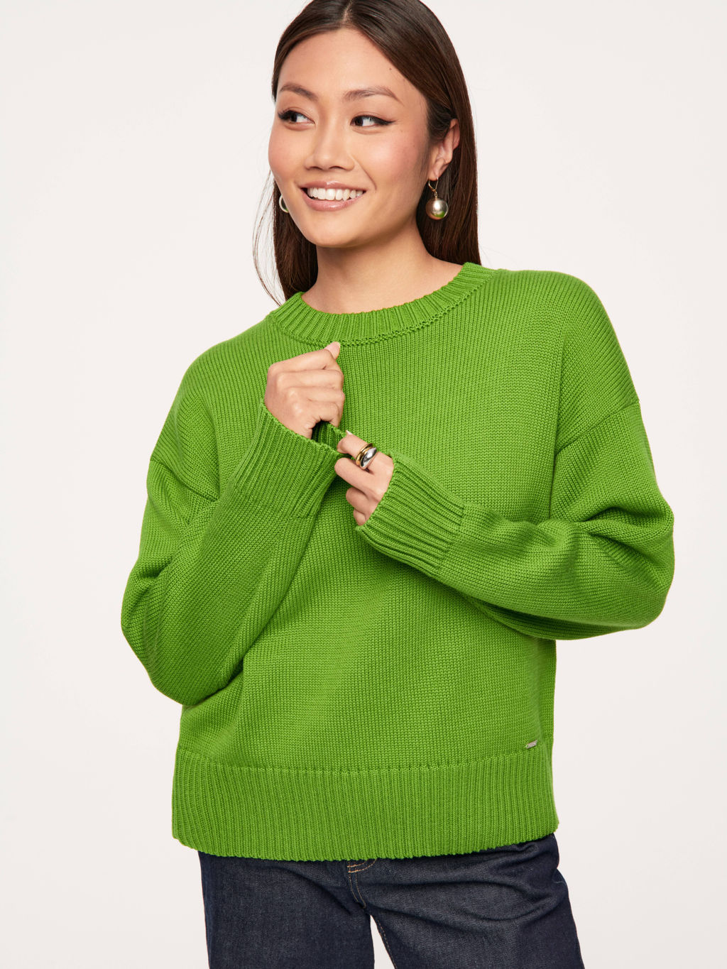 CONTE LDK 286 Джемпер свободного силуэта из пряжи с хлопком green