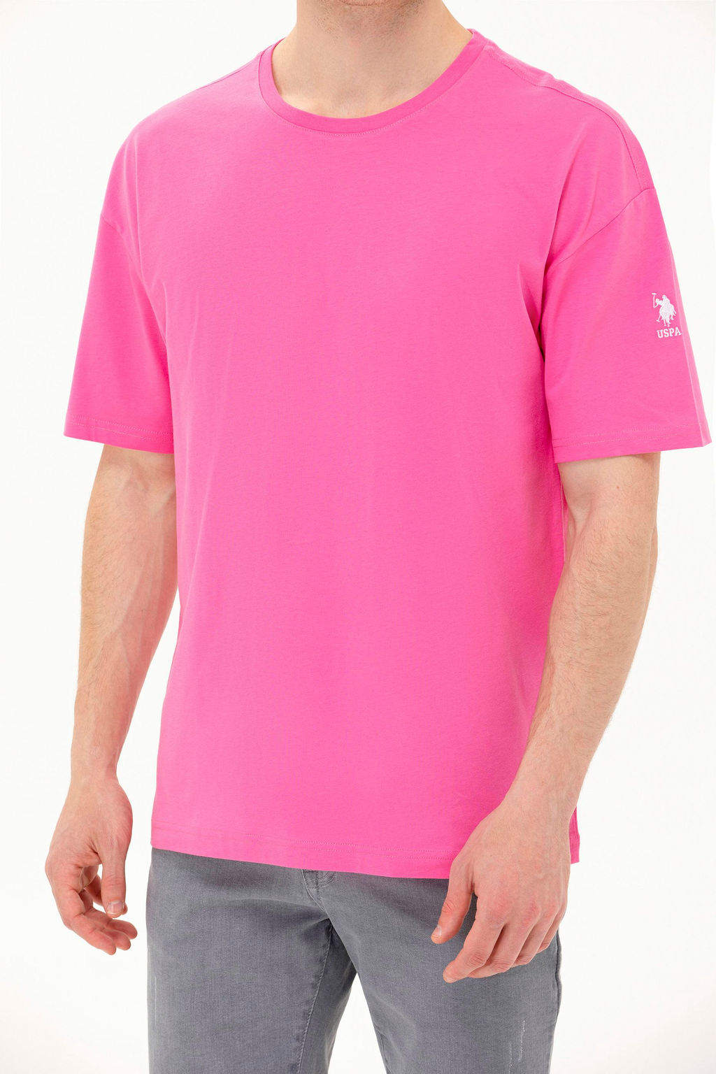 U. S. Polo Assn Мужская розовая футболка оверсайз с круглым вырезом - U.s. polo assn фото 6