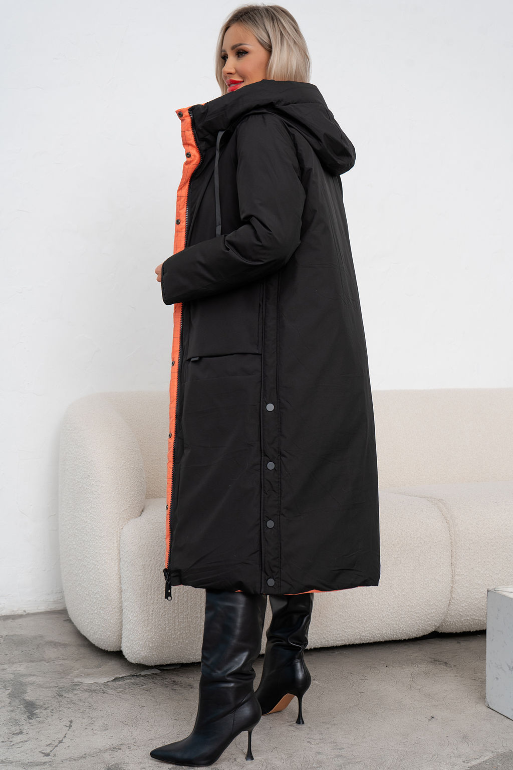 Пальто (черный/оранжевый) Пх11-1/2 - Николь фото 8