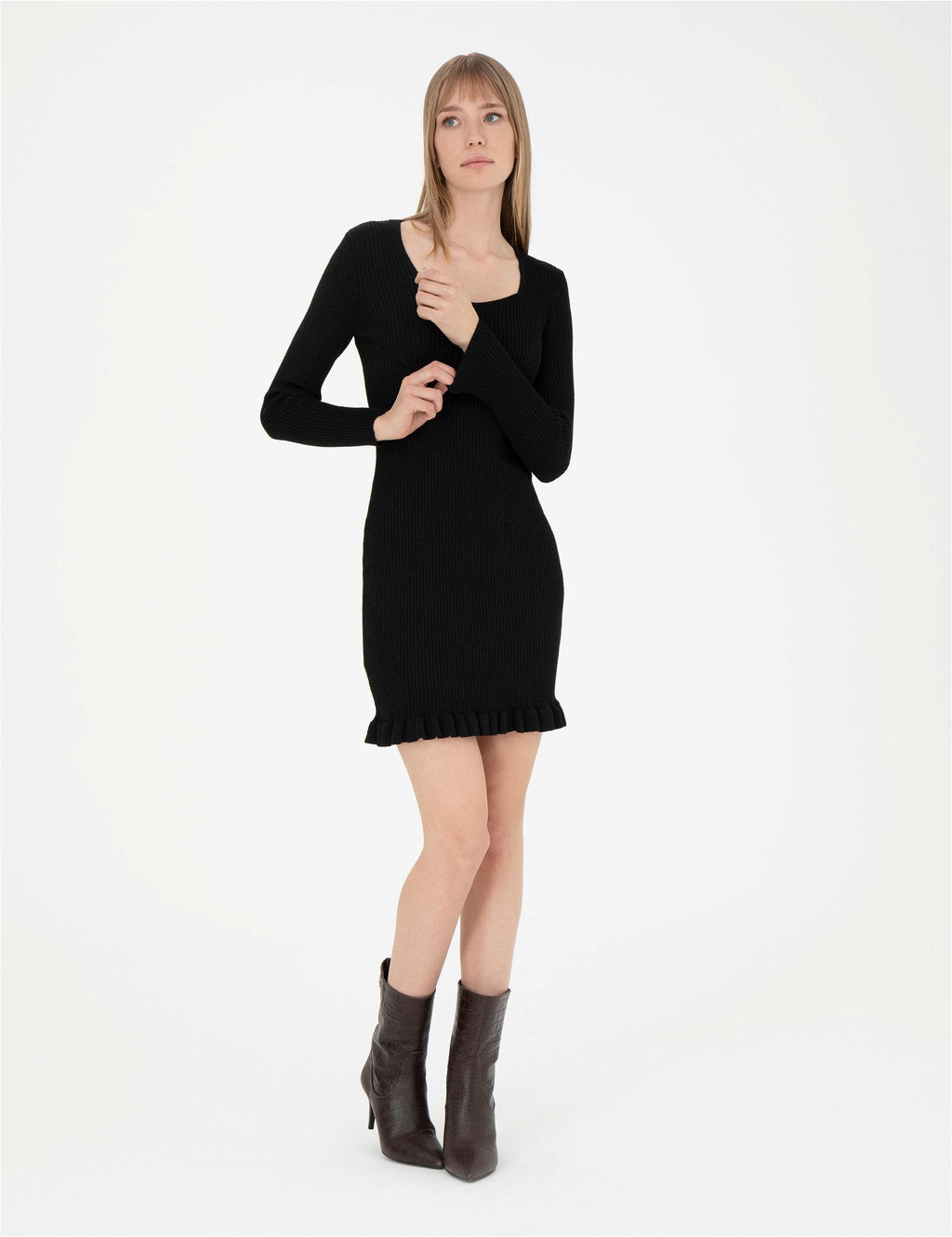 Siyah Ex. Slim Fit Triko Elbise - Pierre cardin фото 4