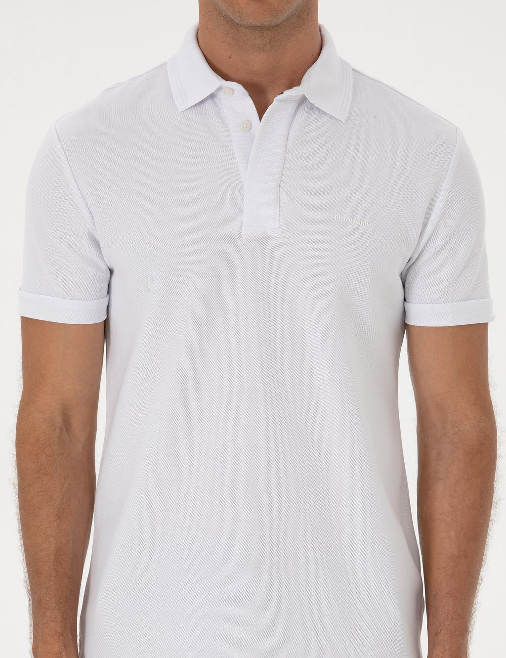 Beyaz Slim Fit %100 Pamuk K_vr_lmaz Amerikan Pike Polo Yaka Basic Ti__rt - Pierre cardin фото 13