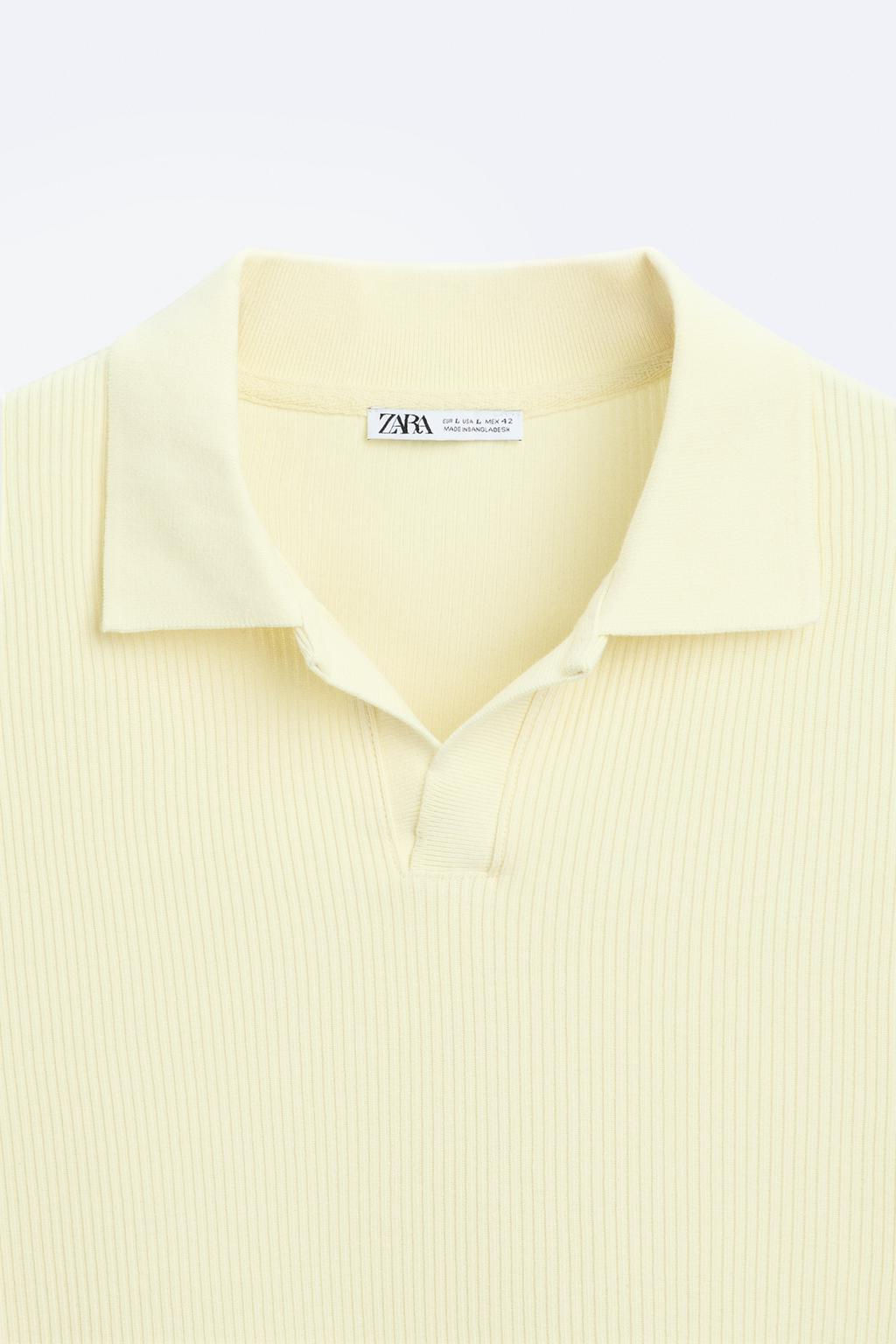 TEXTURED POLO SHIRT WITH RIBBED TRIMS - Zara фото 44