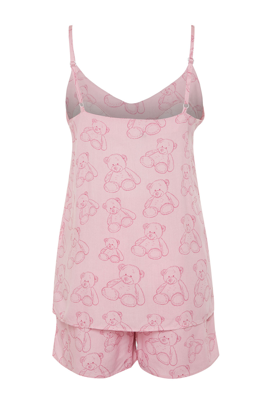 Trendyolmilla Pembe Ay?c?kl? Ip Ask?l? Viskon Sortlu Dokuma Pijama Tak?m? THMSS24PT00068