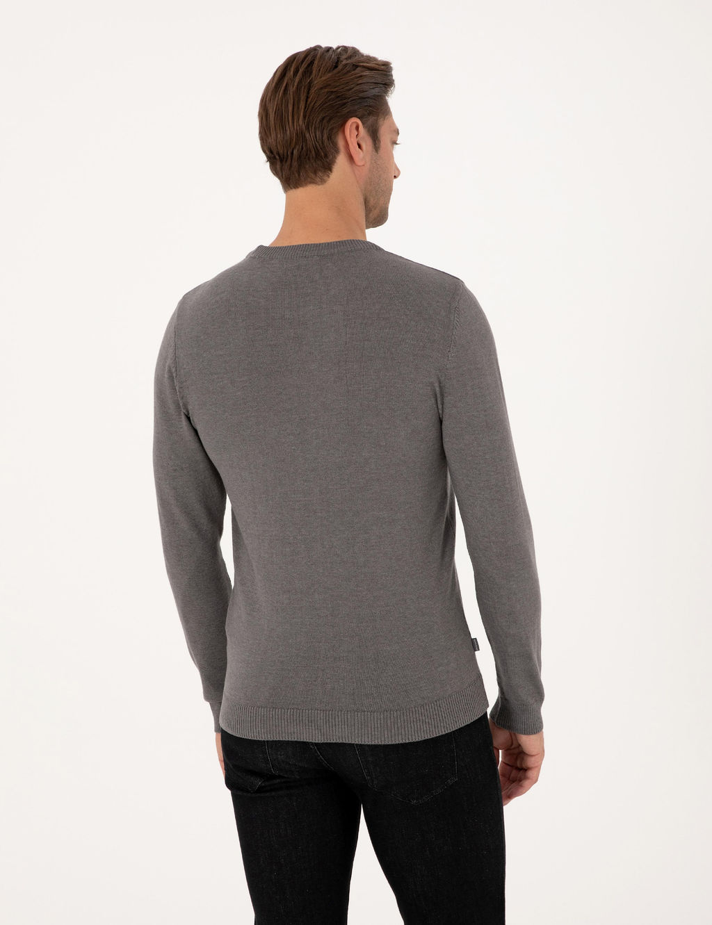 Gri Melanj Slim Fit Bisiklet Yaka Basic Triko Kazak - Pierre cardin фото 5