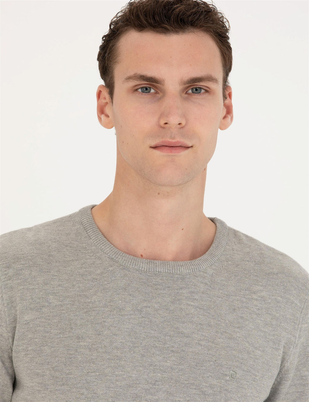 A__k Gri Melanj Slim Fit Bisiklet Yaka Basic Triko Kazak - Pierre cardin фото 2