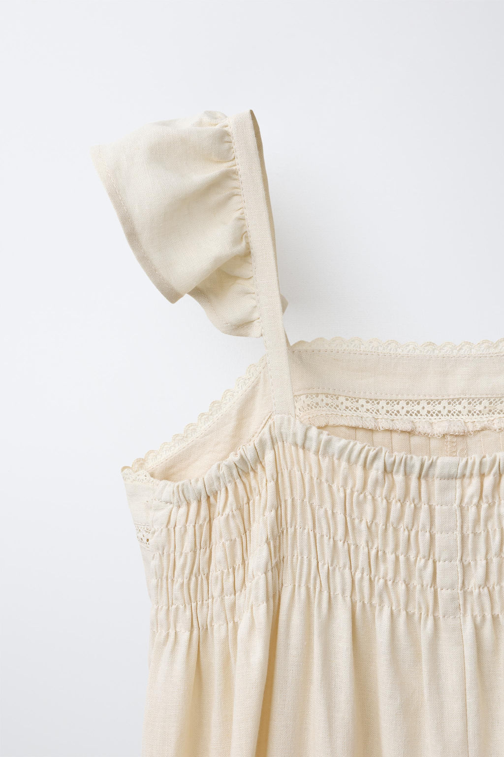 MONO LARGO PUNTILLA CON LINO / Crudo