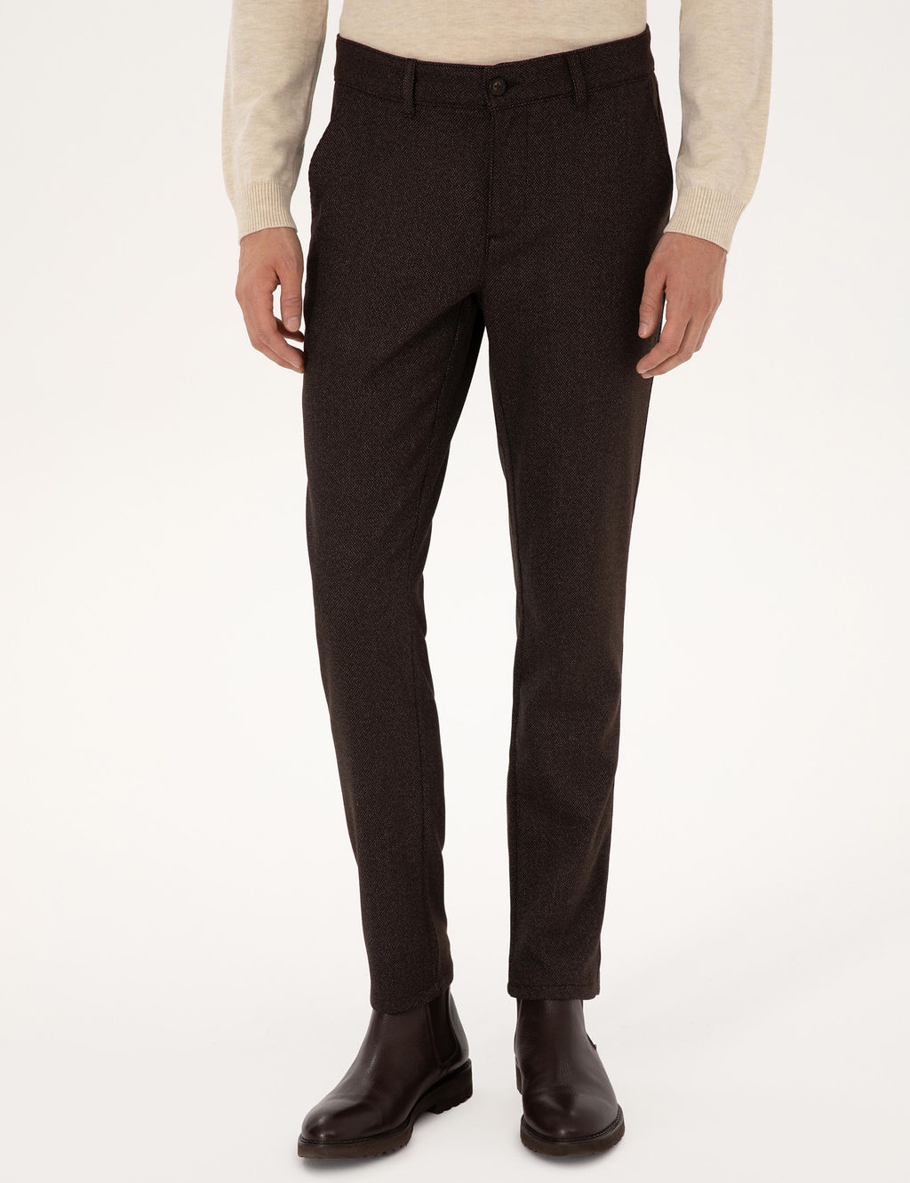 Kahverengi Slim Fit Kanvas Pantolon - Pierre cardin фото 2
