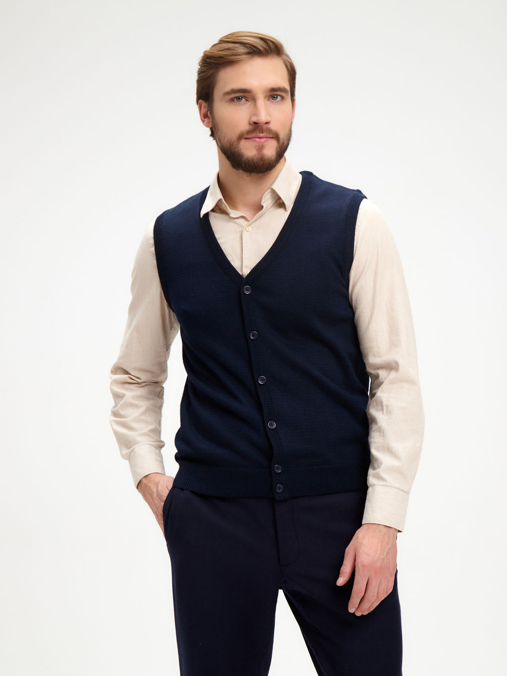 Жилет мужской на пуговицах CASINO c126-т.синий
