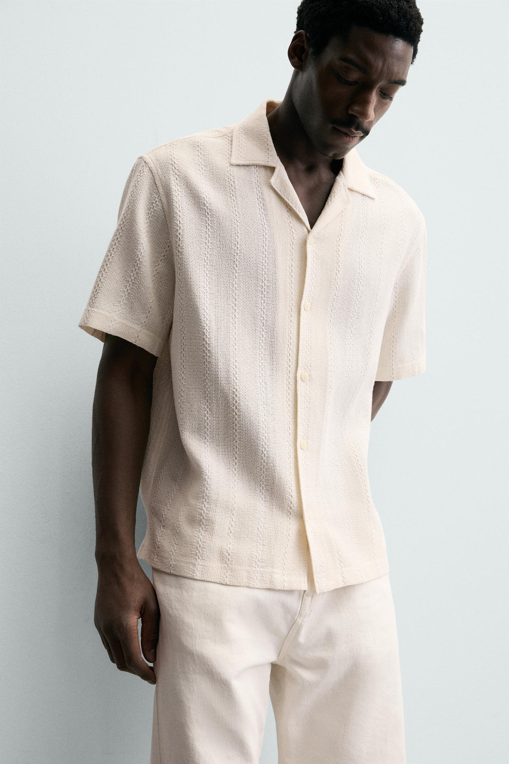 CAMISA JACQUARD GEOM?TRICO / Crudo