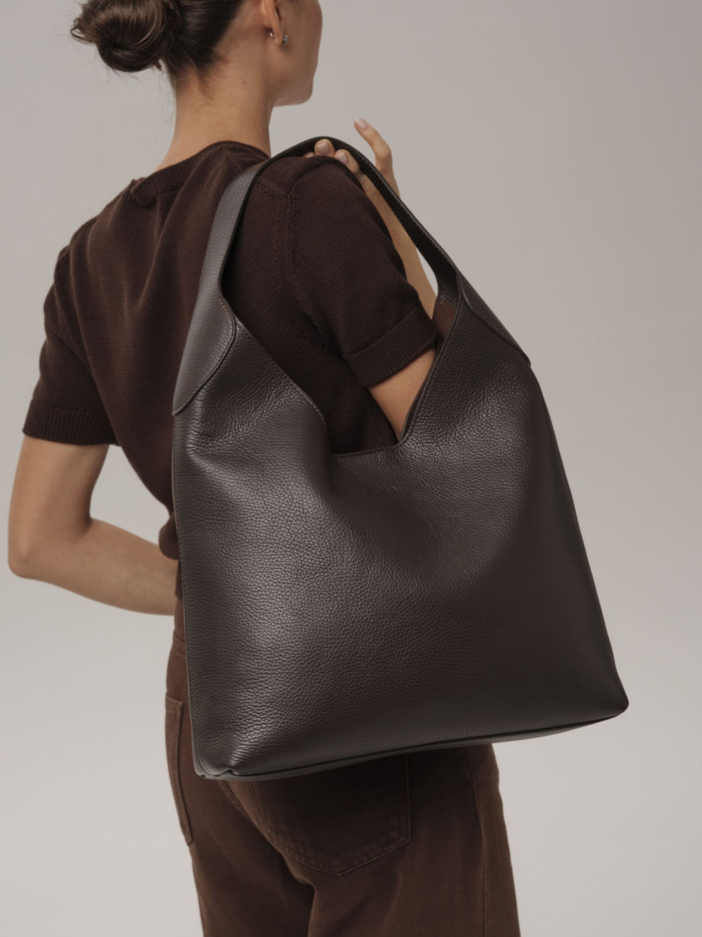 Кожаная сумка Michele DBR 31156 коричневый шоколад  фото 5