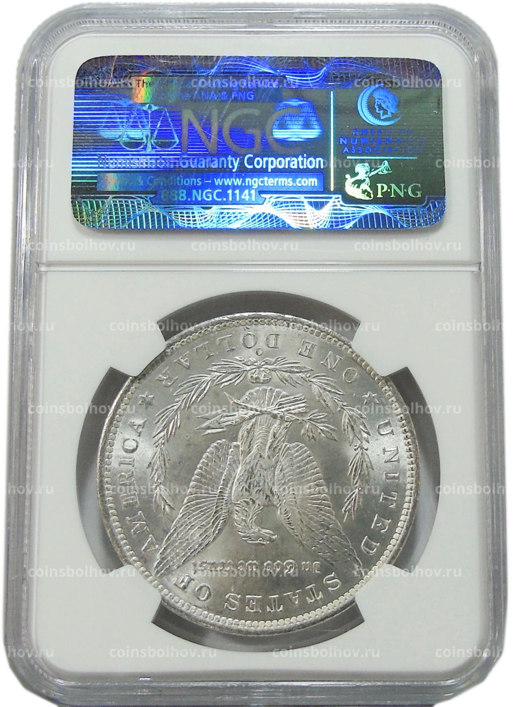 Монета 1 доллар 1884 года О США Доллар Моргана (в слабе NGC MS 63)