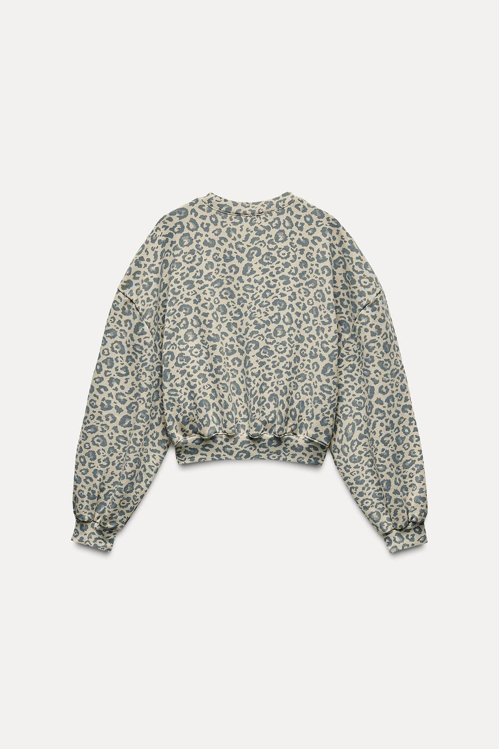 WASHED-EFFECT ANIMAL PRINT SWEATSHIRT - Zara фото 8