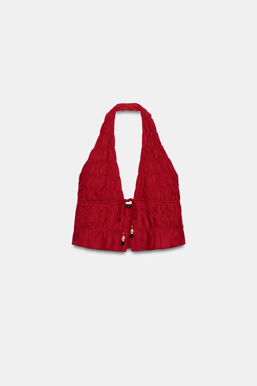 TOP HALTER FRUNCES CON LINO / Granate