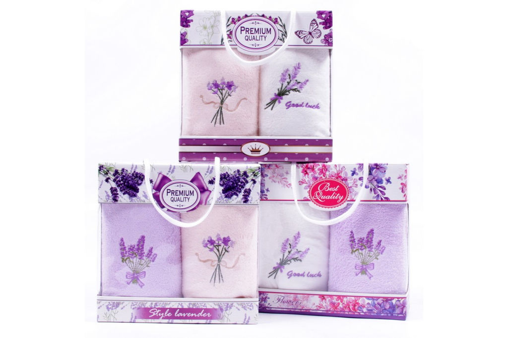 Набор полотенец микрофибра Нежная лаванда X-F-06 в сумочке МР+МР