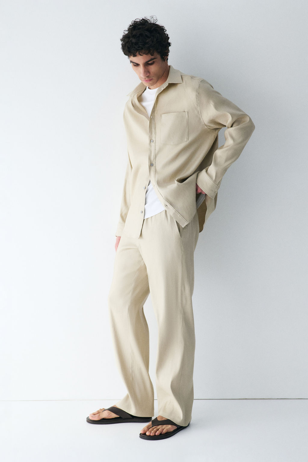 Pantal?n en mezcla de lino Easy Care Loose Fit - H&m фото 4