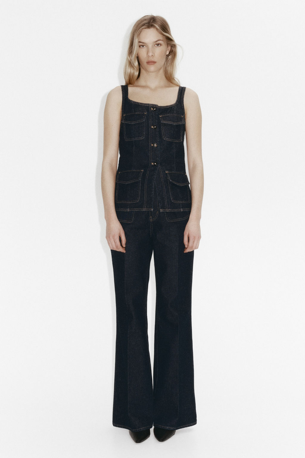 Top en denim con botonadura frontal - H&m фото 5