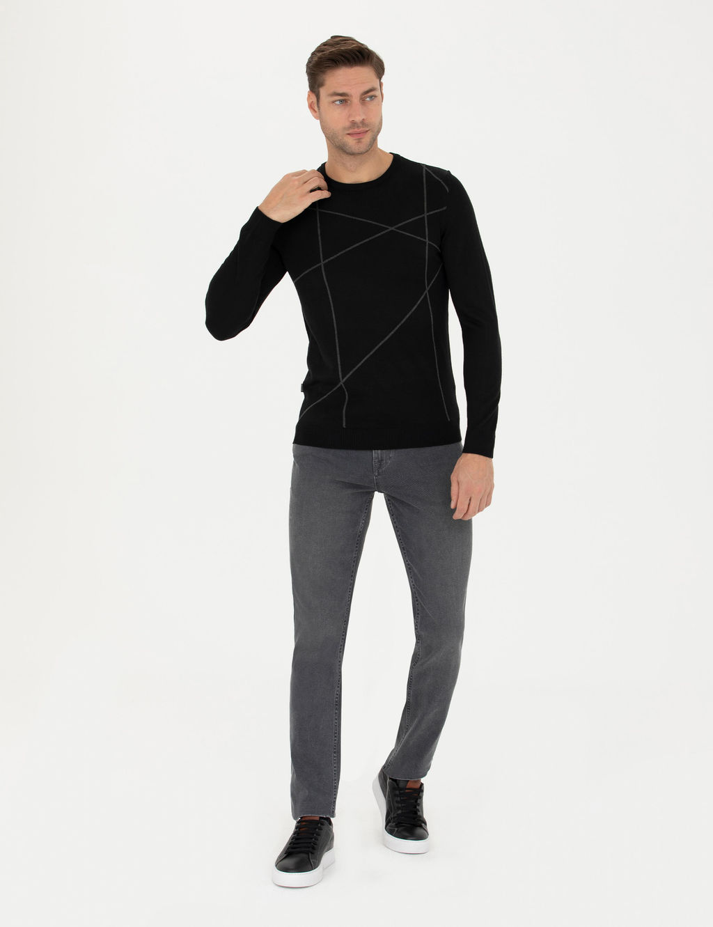 Gri Straight Fit Jean Pantolon