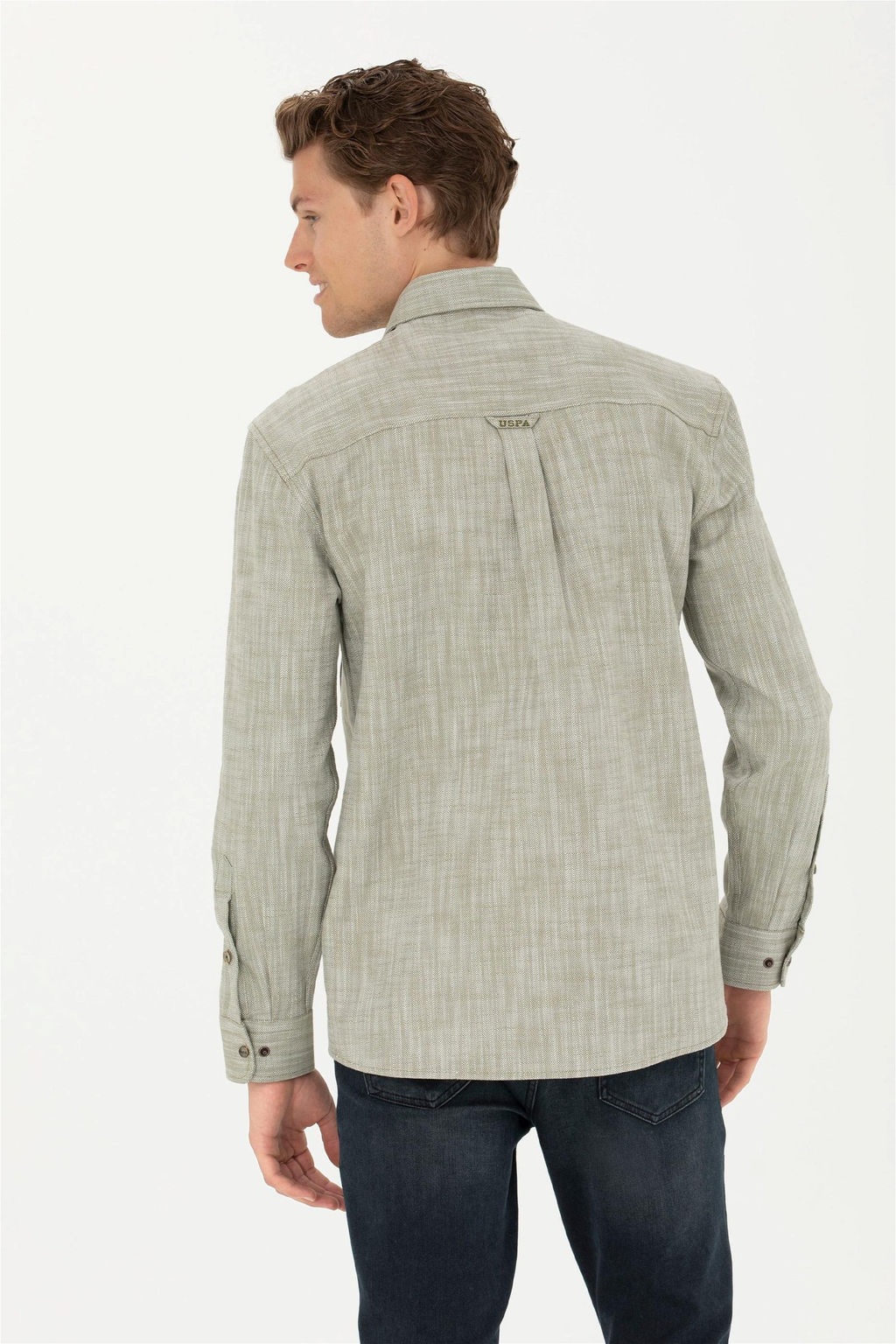 Мужская рубашка цвета хаки с длинным рукавом - U.s. polo assn фото 12