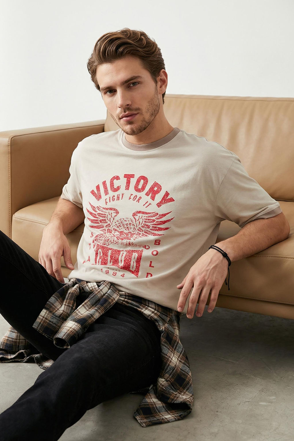 TRENDYOL MAN Tas Oversize/Genis Kesim Kollar? Seritli Bask?l? %100 Pamuklu T-Shirt TMNSS25TS00053 - Trendyolmilla фото 8