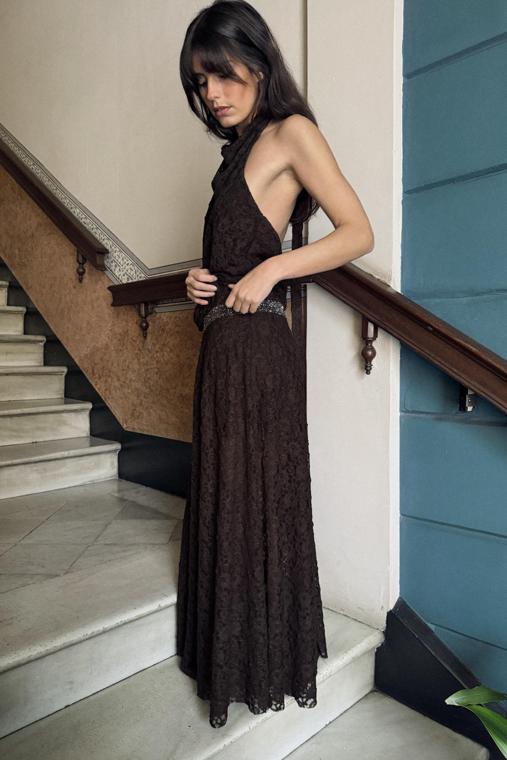 HALTERNECK LACE DRESS WITH SPARKLES - Zara фото 2