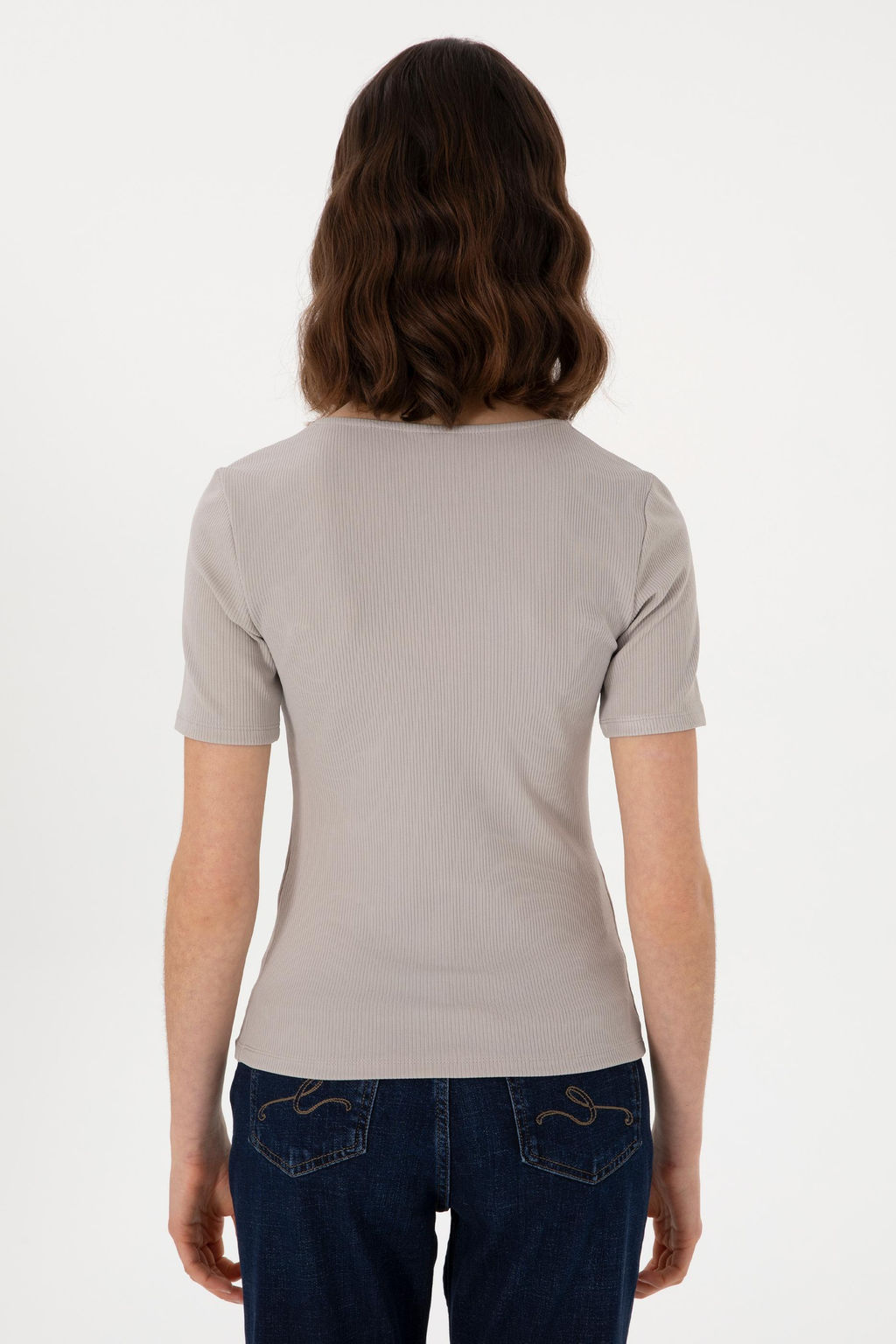 Kad_n Gri Melanj Ti__rt Sepette S_rpriz _ndirim - U.s. polo assn фото 5