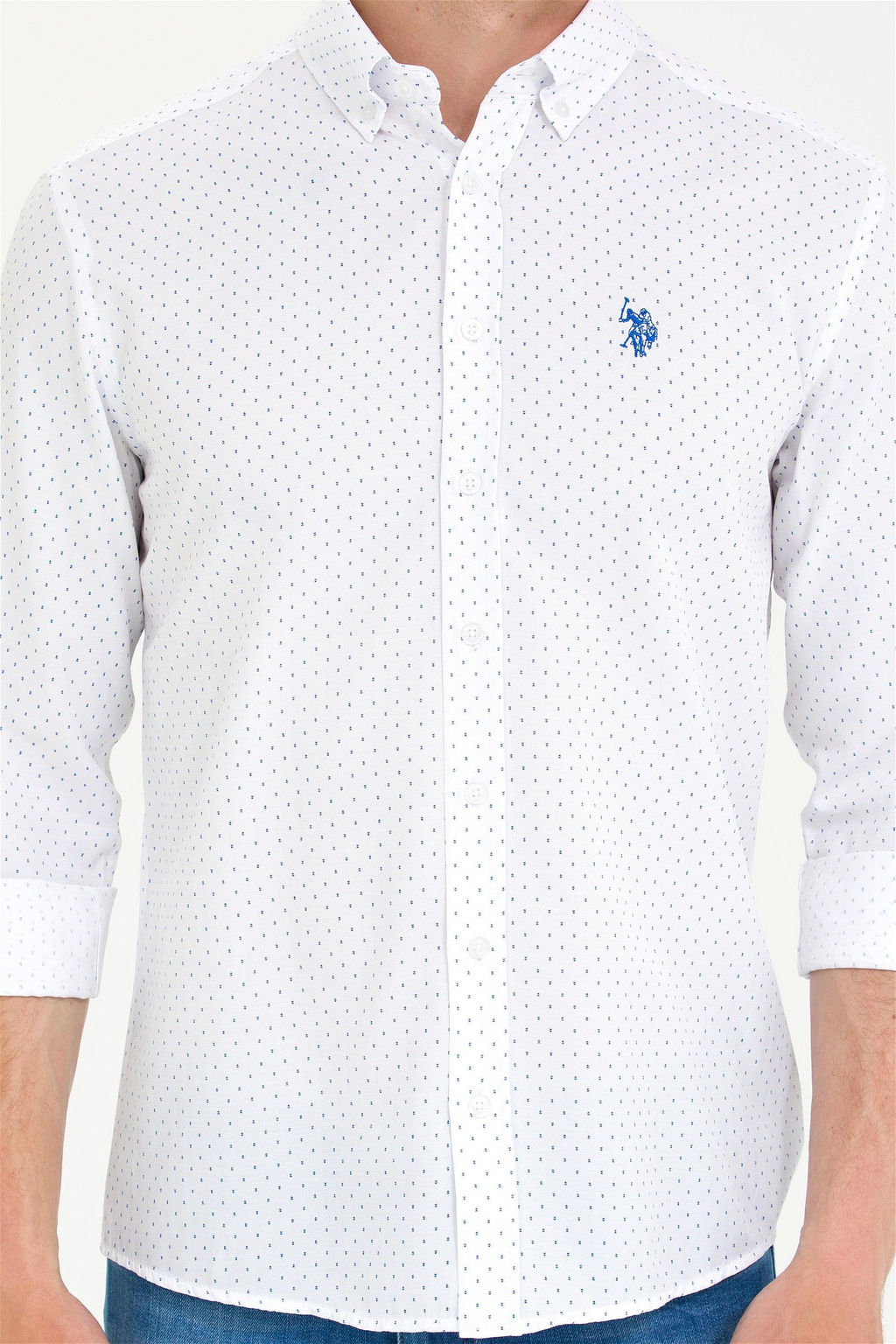 U. S. Polo Assn Мужская белая рубашка с принтом Saks - U.s. polo assn фото 12