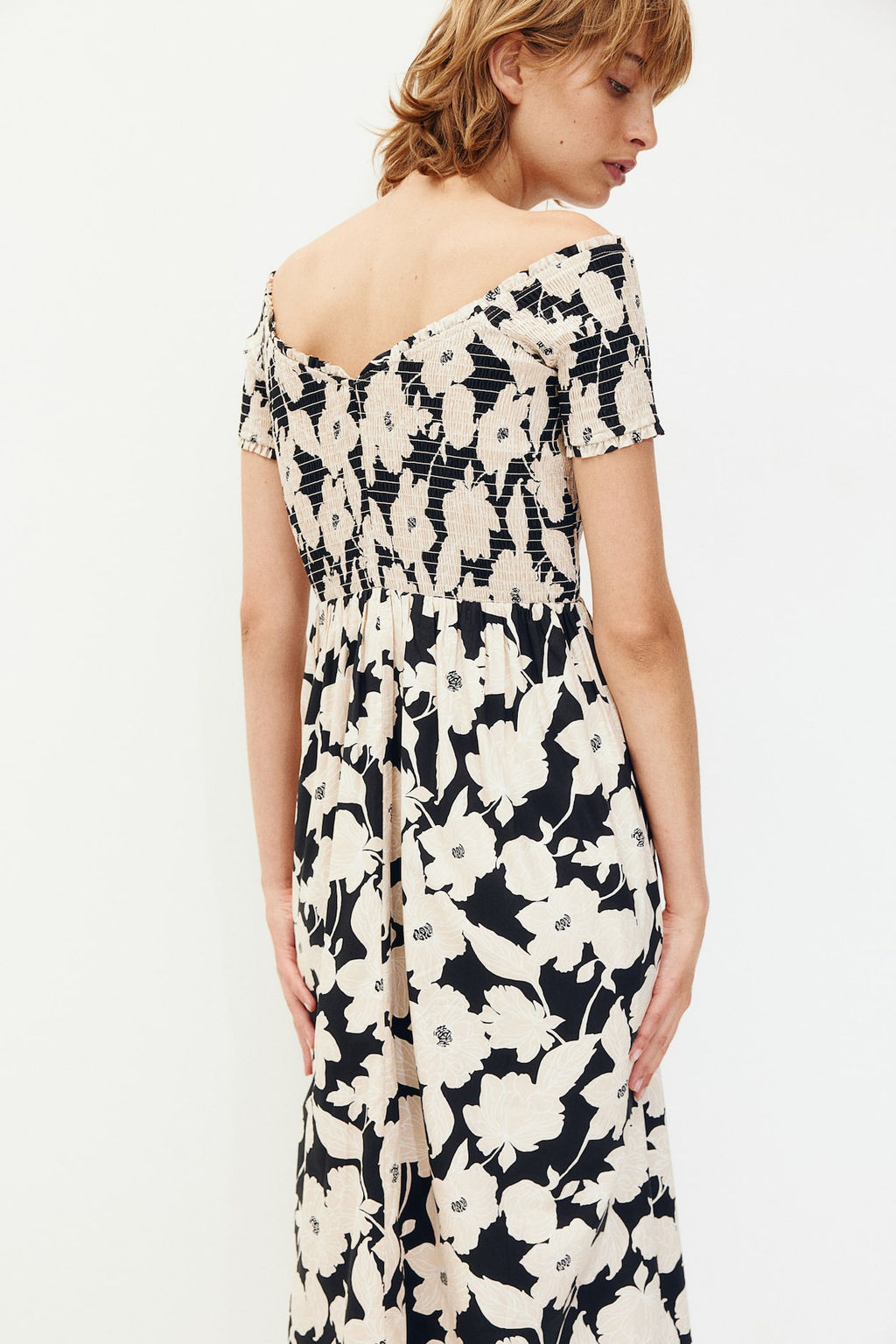 Vestido off-the-shoulder con cuerpo nido de abeja - H&m фото 5