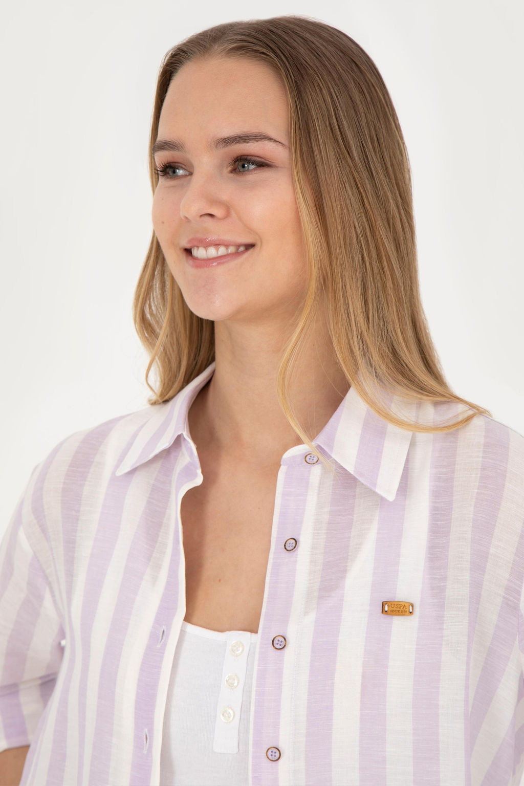 Женская сиреневая рубашка с длинным рукавом - U.s. polo assn фото 8