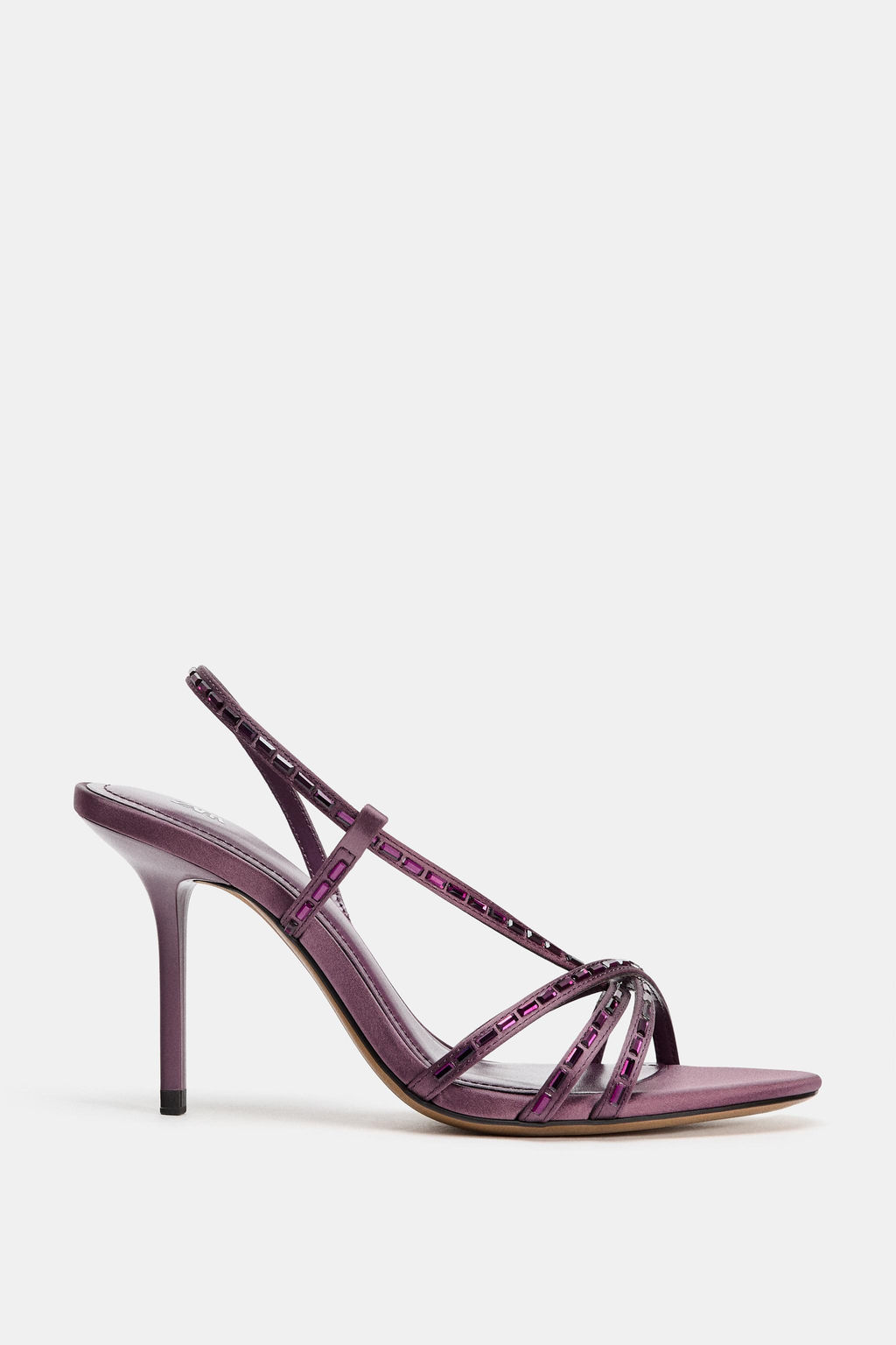 SANDALIA TAC?N TIRAS BRILLOS / Morado