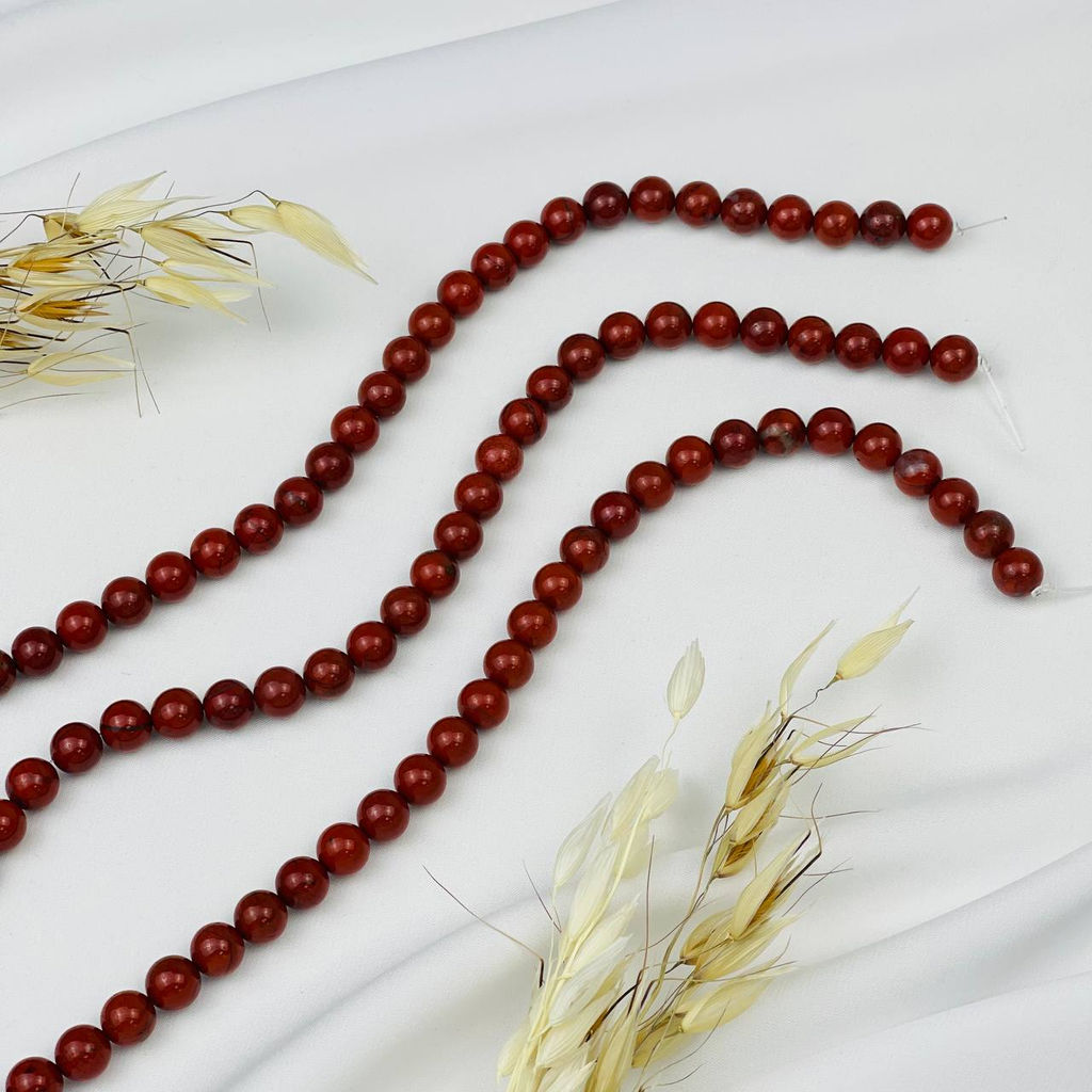 Бусины из красной Яшмы (45 бусин) 38 см