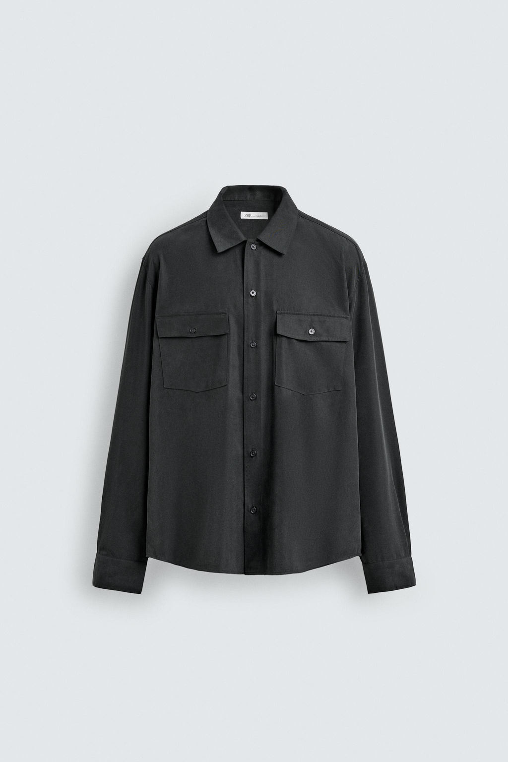 CAMISA FLUIDA RELAXED FIT BOLSILLOS / Gris oscuro - Zara фото 7