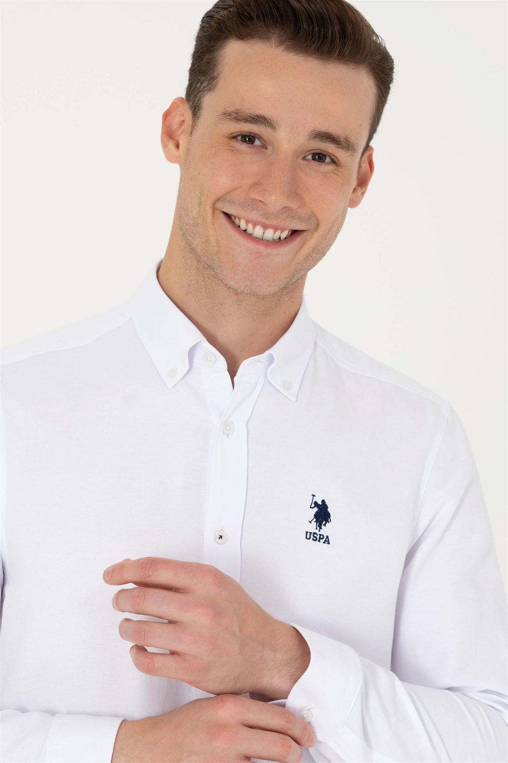 U. S. Polo Assn Мужская белая базовая рубашка с длинным рукавом - U.s. polo assn фото 2