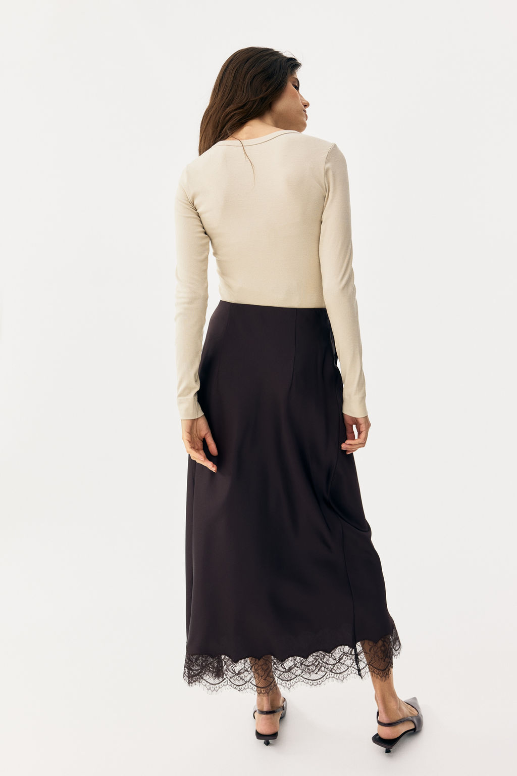 MAMA Falda de sat?n con ribete de encaje - H&m фото 6